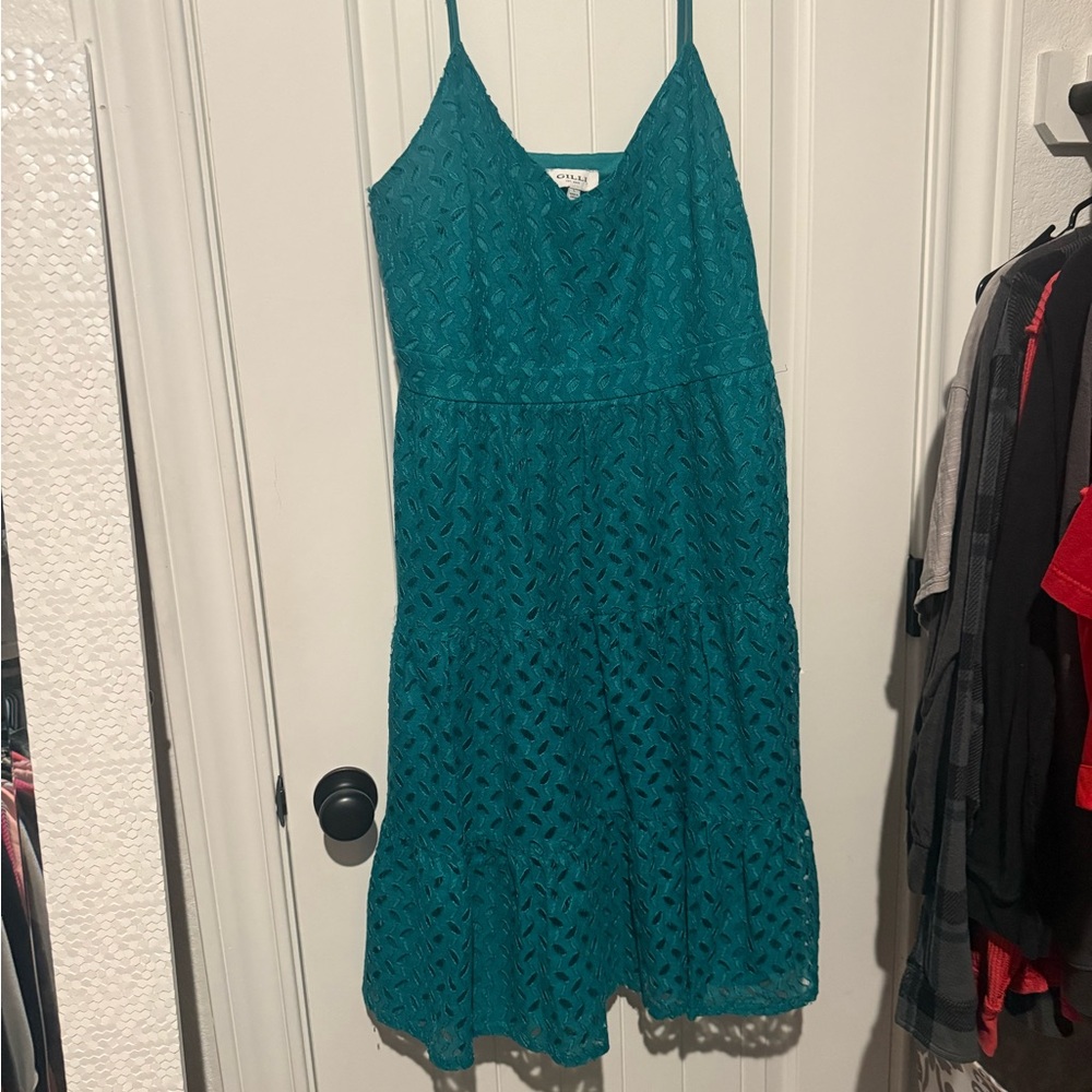 Ava & Viv Teal Lace Midi Dress